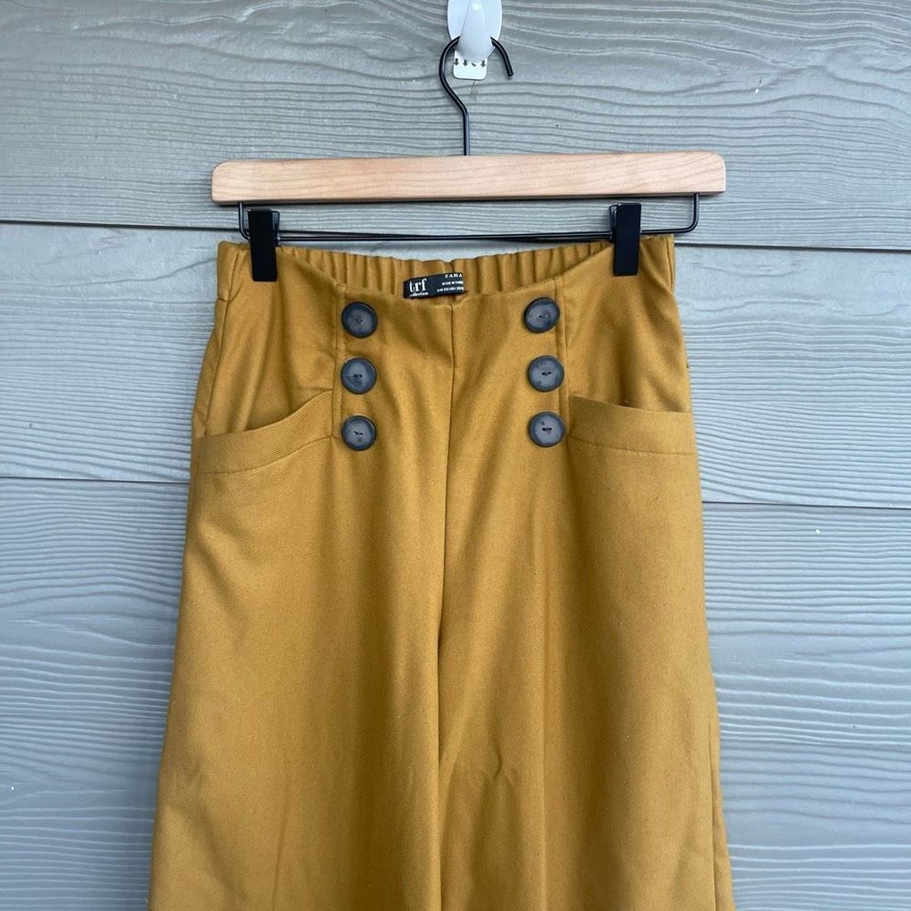Zara High Waisted Mustard Wide Leg Pants | Size XS |